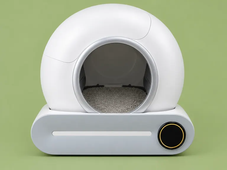 La capsule vue de face : porte ronde centrée, bandeau gris du socle et cadran rond à droite